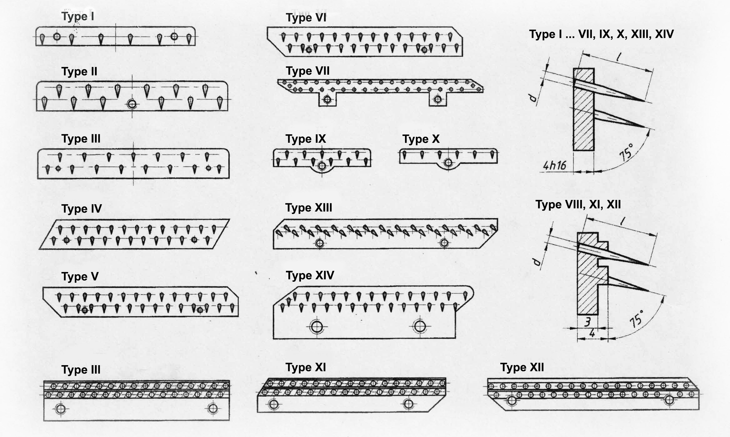 Needle bars for tentering-and-drying machines