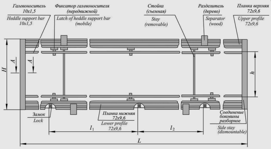 Ремизная рама для ткацких станков СТБ (тип I) с галевоносителем 10x1,5 мм