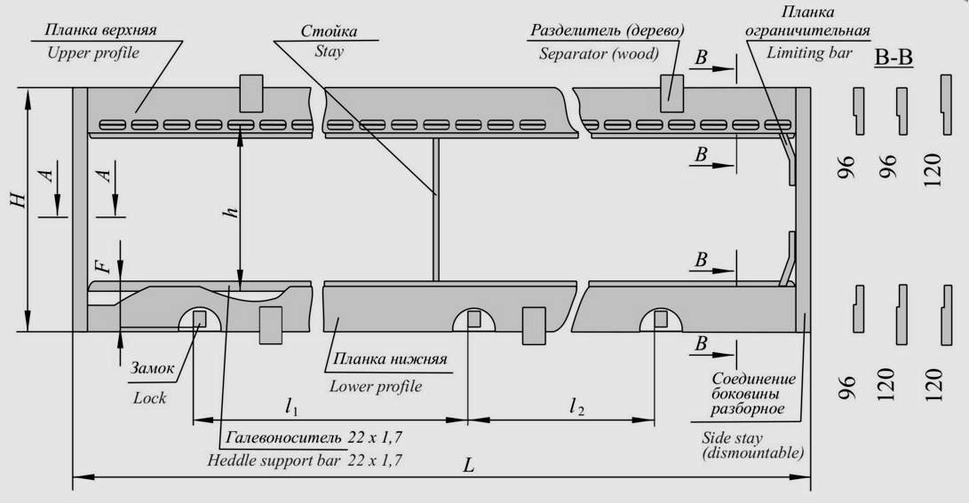 Ремизная рама для ткацких станков СТБ (тип III, IV, V)