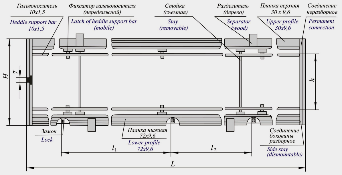 Ремизная рама для ткацких станков АТПР (тип VII) с галевоносителем 10x1,5 мм